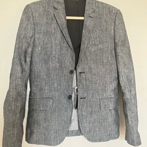 H&M Slim Fit Coupe Serrée Blazer 34R NWT Gray Elbow Patch Jacket